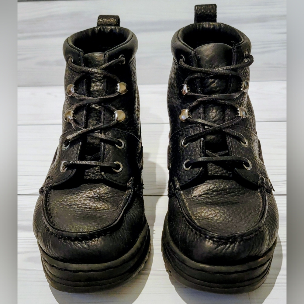 Justin Boots Black Womens Lace-Up Boots 5M